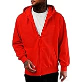 REXUHOWU Men's Full zip Hoodie Cotton Long Sleeve Casual Sweatshirt Pullover Sweatshirts Heavyweight Athletic Hoodies