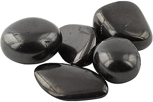Heka Naturals Shungite Tumbled Stones | 50 g - Water Purification, Detoxification, Mineralization, Healing Crystals, Feng Shui & Reiki Decor - Zen Garden Embellishment, Aquarium Decor