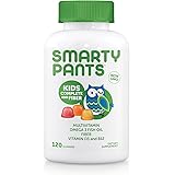 SmartyPants Kids Complete Fiber Multivitamin Omega 3 EPA and DHA Fish Oil Vitamin D3 Methyl B12 Dietary Supplements, 120 Counts