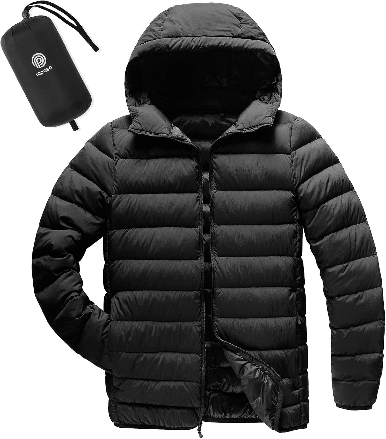 LAPASA Men's Hooded Down Jacket Lightweight Packable Winter Coat Water-Resistant M54 at  Men’s Clothing store