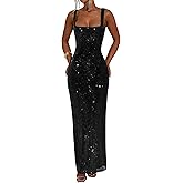 NSTEG Sparkly Sequin Prom Dresses Sexy Square Neck Mermaid Bodycon Formal Evening Party Gowns