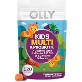 OLLY Kids Multi &amp; Probiotic Gummy, Digestive Support - 120 Count Pouch | Kids Support, Probiotics, Zinc, Vitamin A, C, D &amp; E, Gluten Free, No Synthetic Colors, No Synthetic Flavors