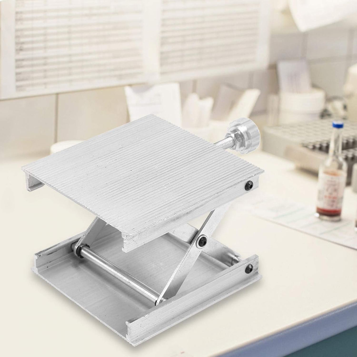 Level Bracket 90x90 Mm – Verstellbare Laborhebebühne Aus Aluminium, Hub 90 Mm – Für Wasserwaagen & Laser-Messwerkzeuge