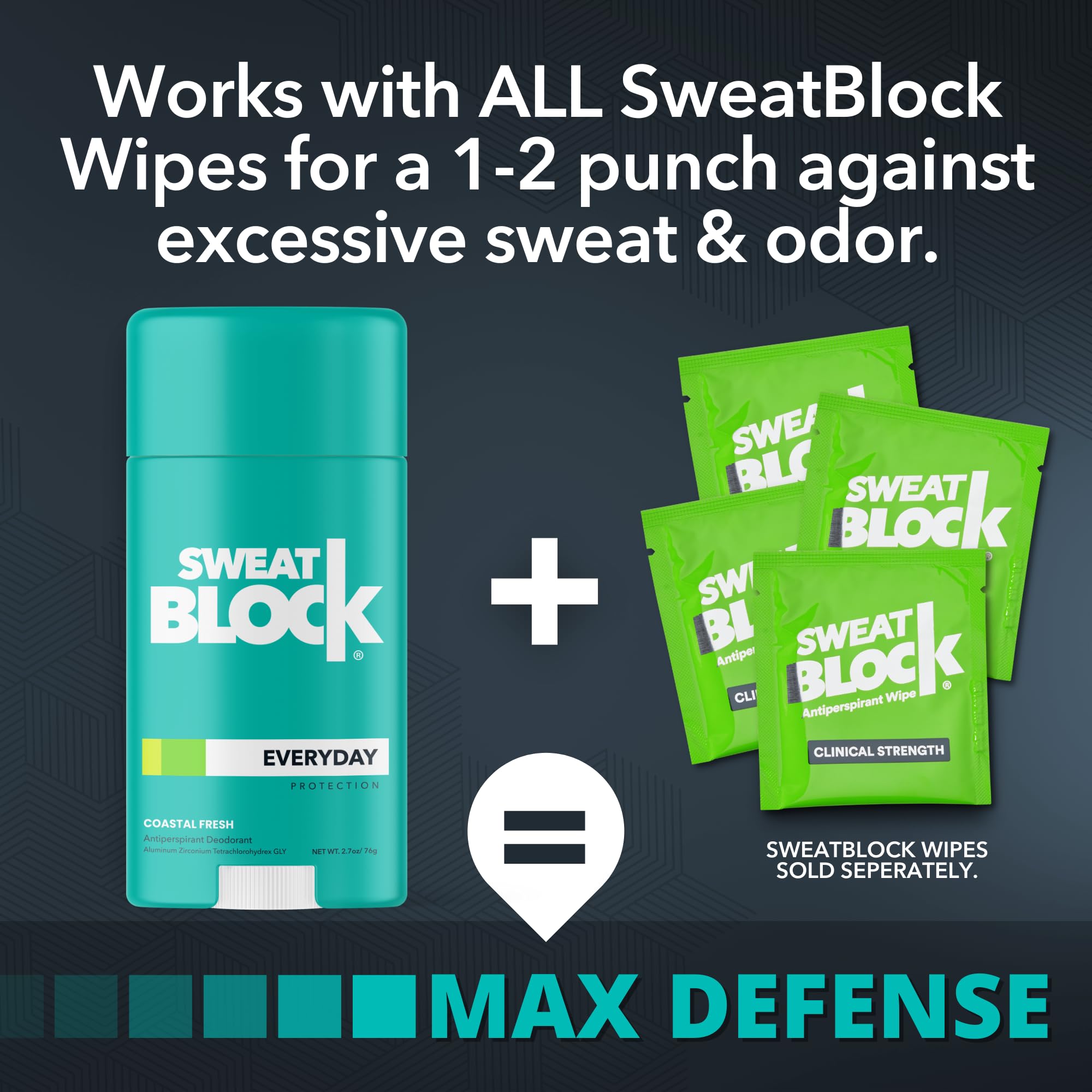 SweatBlock Deodorant Antiperspirant Stick for Men & Women 24Hour High Degree Sweat & Odor