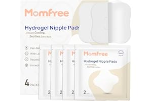 MOMFREE Cooling Nipple Pads for Breastfeeding: Hydrogel Gel Pad Instant Cooling Relief | Promotes Healing Irritated Nipples - 4Packs