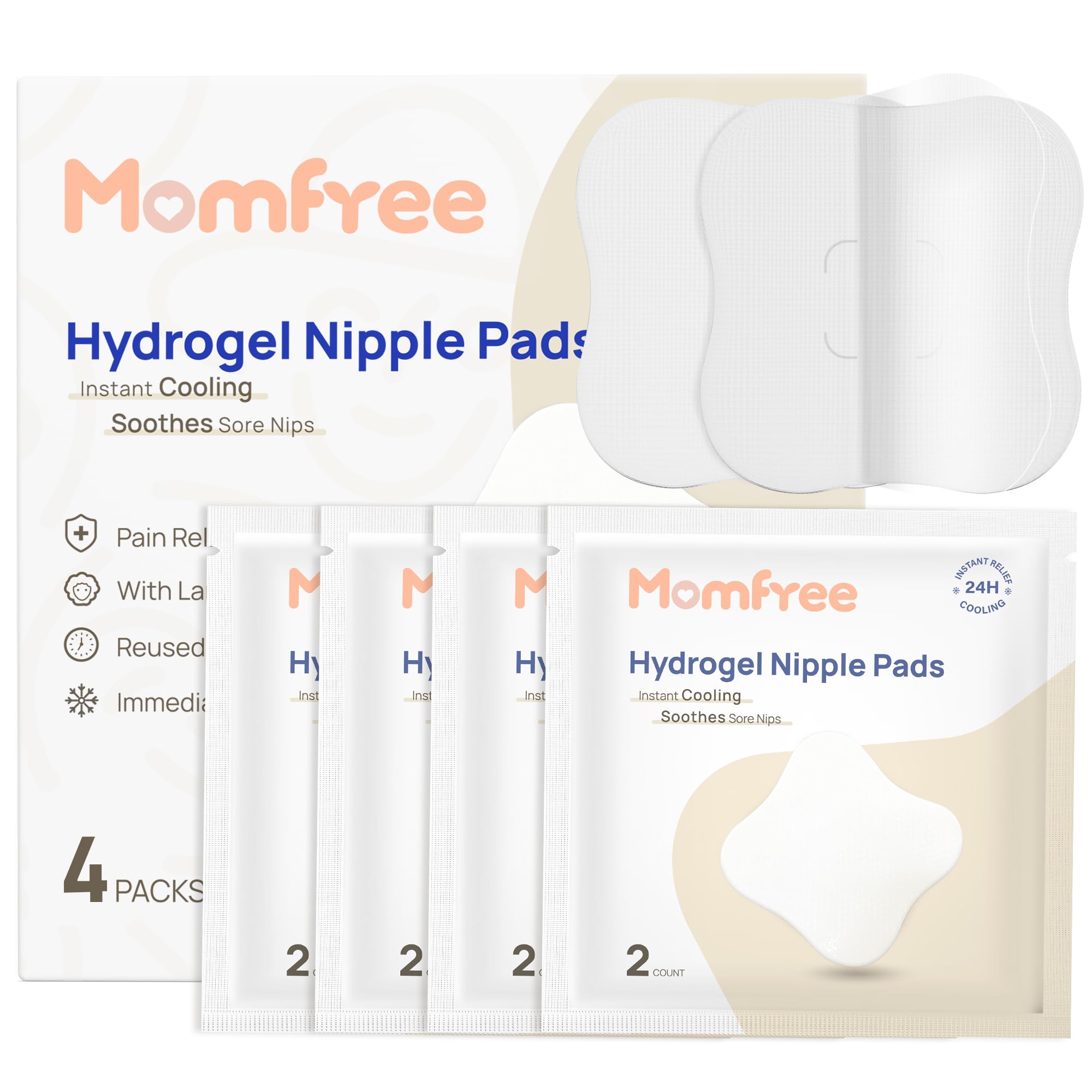Photo 1 of Cooling Nipple Pads for Breastfeeding: Hydrogel Gel Pad Instant Cooling Relief | Promotes Healing Irritated Nipples - 4Packs(8 Count)