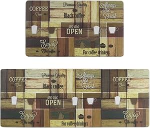 Seavish Anti Fatigue Kitchen Floor Comfort Mats Set, Wooden Coffee Shop 2 Piece 17