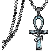 Sbzxbt Ankh Necklace 925 Sterling Silver Turquoise Ankh Necklace Protection Egyptian Jewelry Gifts for Men Women