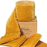 Ribbli Gold Velvet Ribbon 2 Inch Handmade Frayed Vintage Christmas Ribbon for Gift Wrapping Christmas Tree Ornament Wreath Craft Home Decor -3 Yards