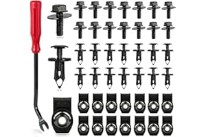 Xislet 45PCS Universal Style Engine Under Cover Splash Shield Guard Body Bolts Bumper Fender Liner Push Retainer Fastener Rivet Clips Compatible with Most Brand of Vehicles