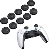 NEWDERY Joystick Replacement Grip Caps for PS5/PS4 Controller | Silicone Thumb Grip Cap Replacement Set, Anti-Slip Design, Compatible with PS5/PS4 Controller, Black, 10-Pack