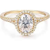 NOVSEAS 14K Gold Moissanite Ring 14k Gold 1.5 Carat D Color Halo Oval Cut Moissanite Engagement Rings for Women