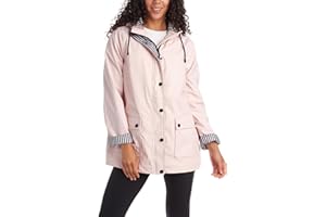 URBAN REPUBLIC Woman’s Rain Jacket - Water Resistant Slicker Shell Hooded Windbreaker Raincoat with Pockets (Sizes: S-3XL)
