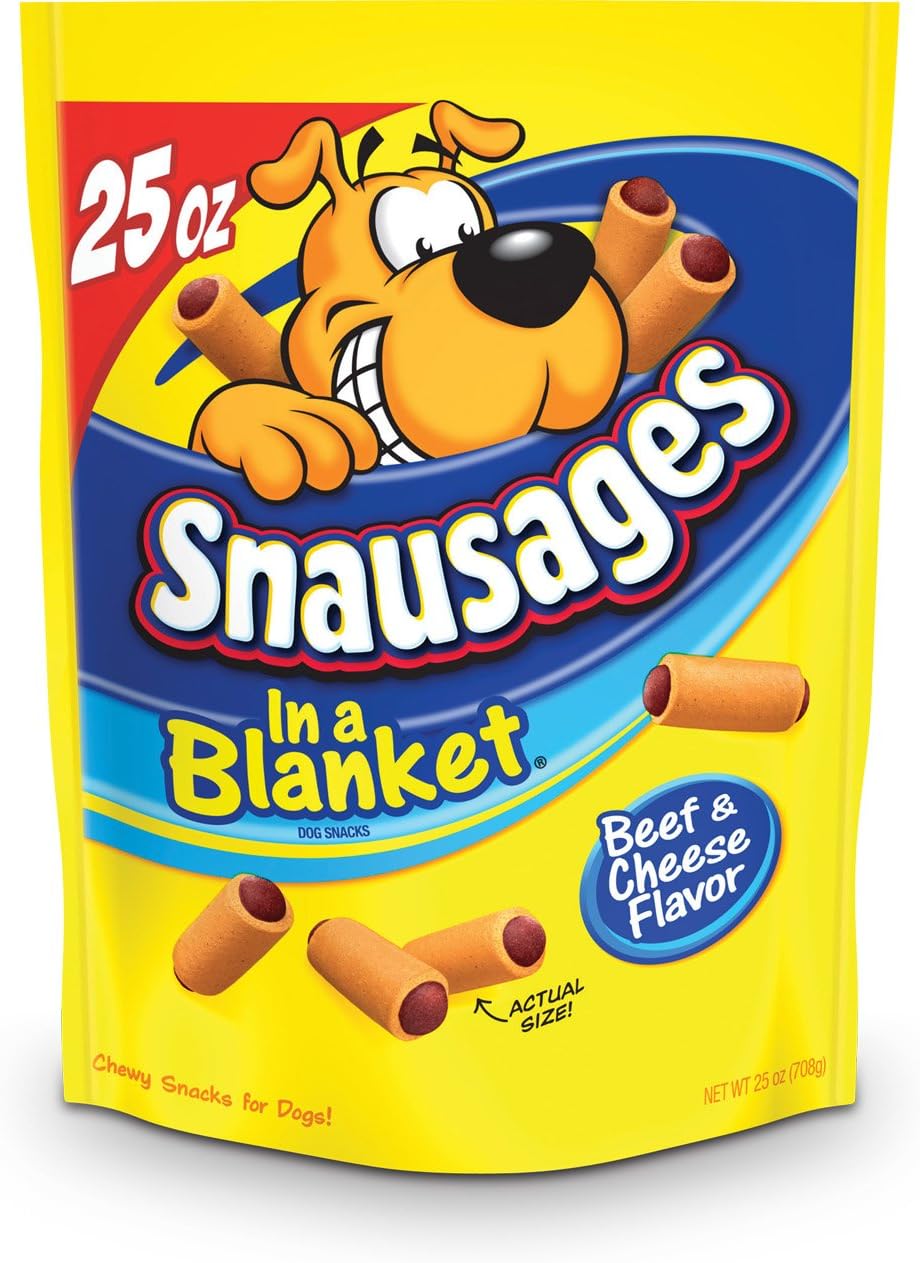 Snausages in a Blanket Dog Treats, Beef and Cheese Flavor, 25 ounce by Snausages