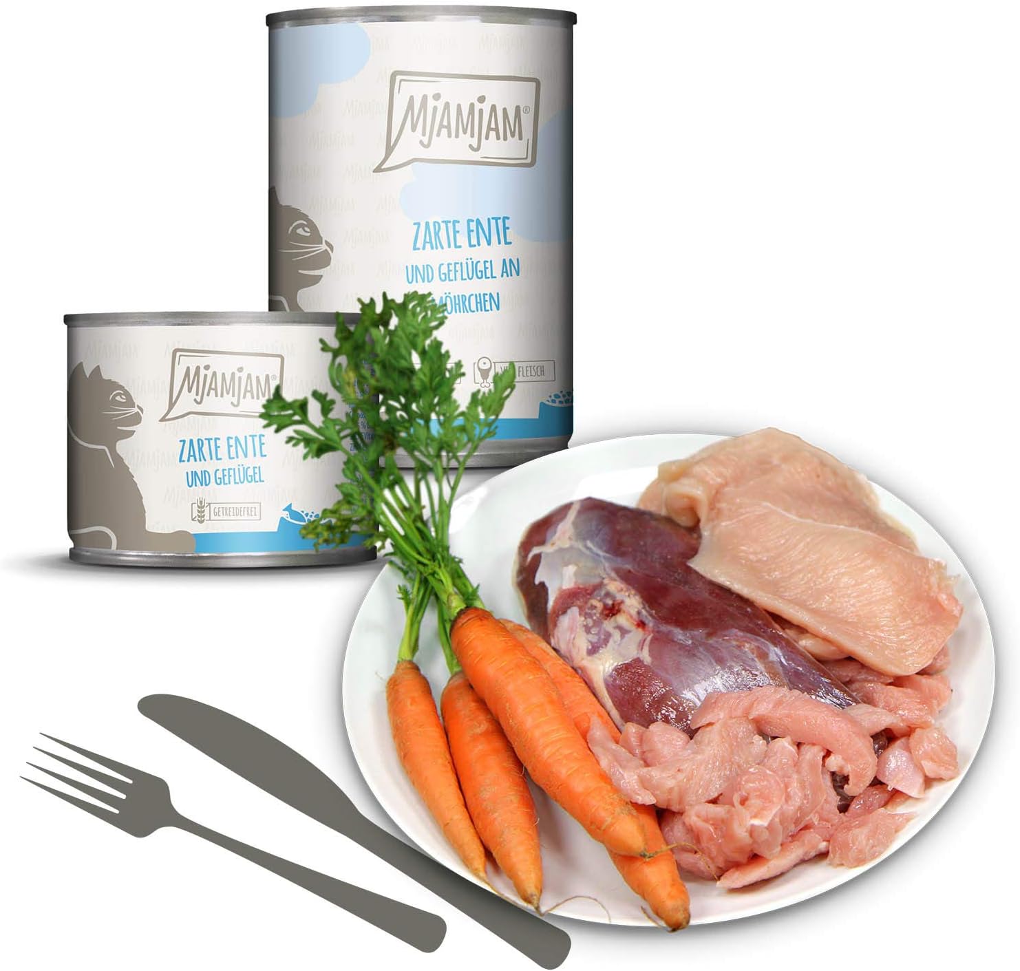 MjAMjAM - premium wet food for cats - tender duck & poultry with delicious carrots, pack of 6 (6 x 400 g), grain-free with extra meat - Image 3
