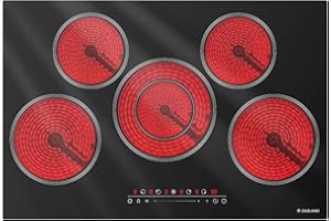 GASLAND 30 Inch Electric Cooktop 5 Burners, 8200W Built-in Radiant Glass Stove Top, 220-240V Electric Ceramic Cooktop with 9 Power Levels, Slide Touch Control, Child Safety Lock &Timer, Hard Wire