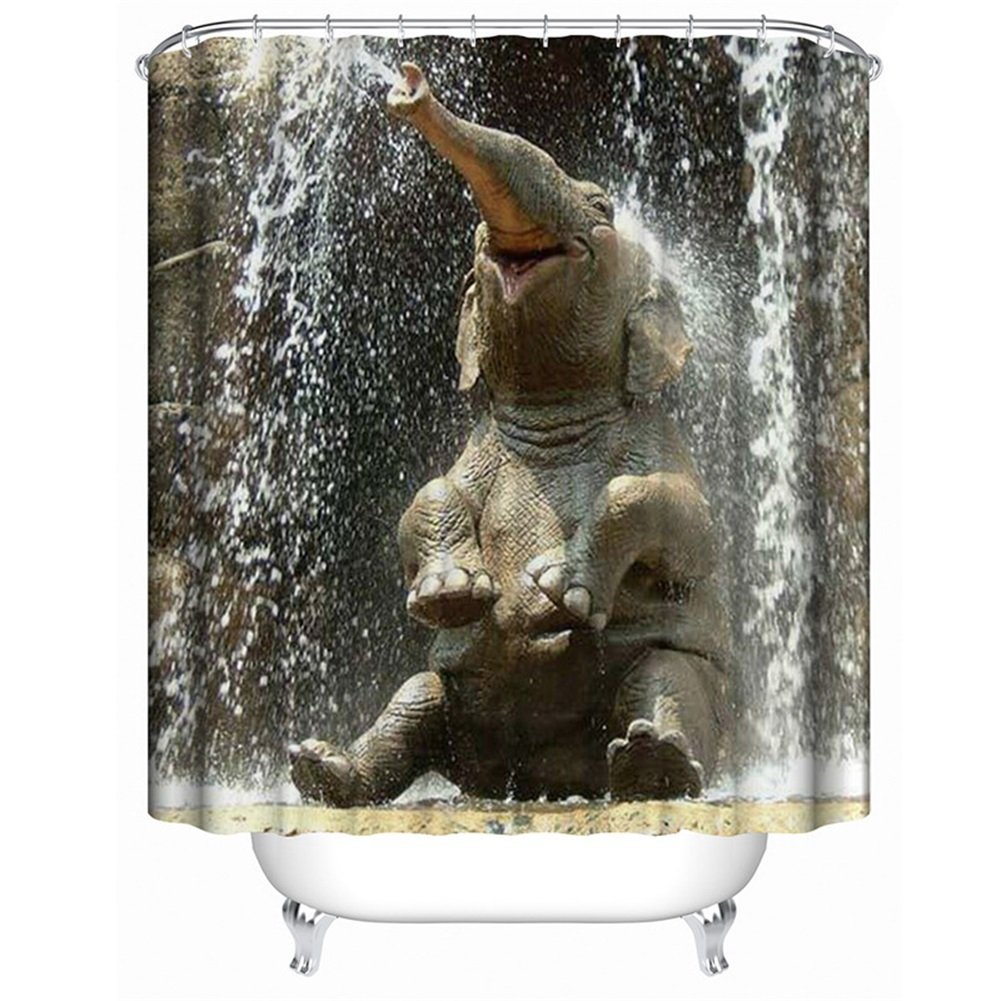 4 Images 1 Mot Douche Elephant Qees aux moisissures Rideau de douche polyester avec gratuit Crochets