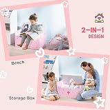 ZONEKIZ 4PC Kids Bedroom Furniture Set - Bed, Toy Box, Dressing Table, Pink view 5