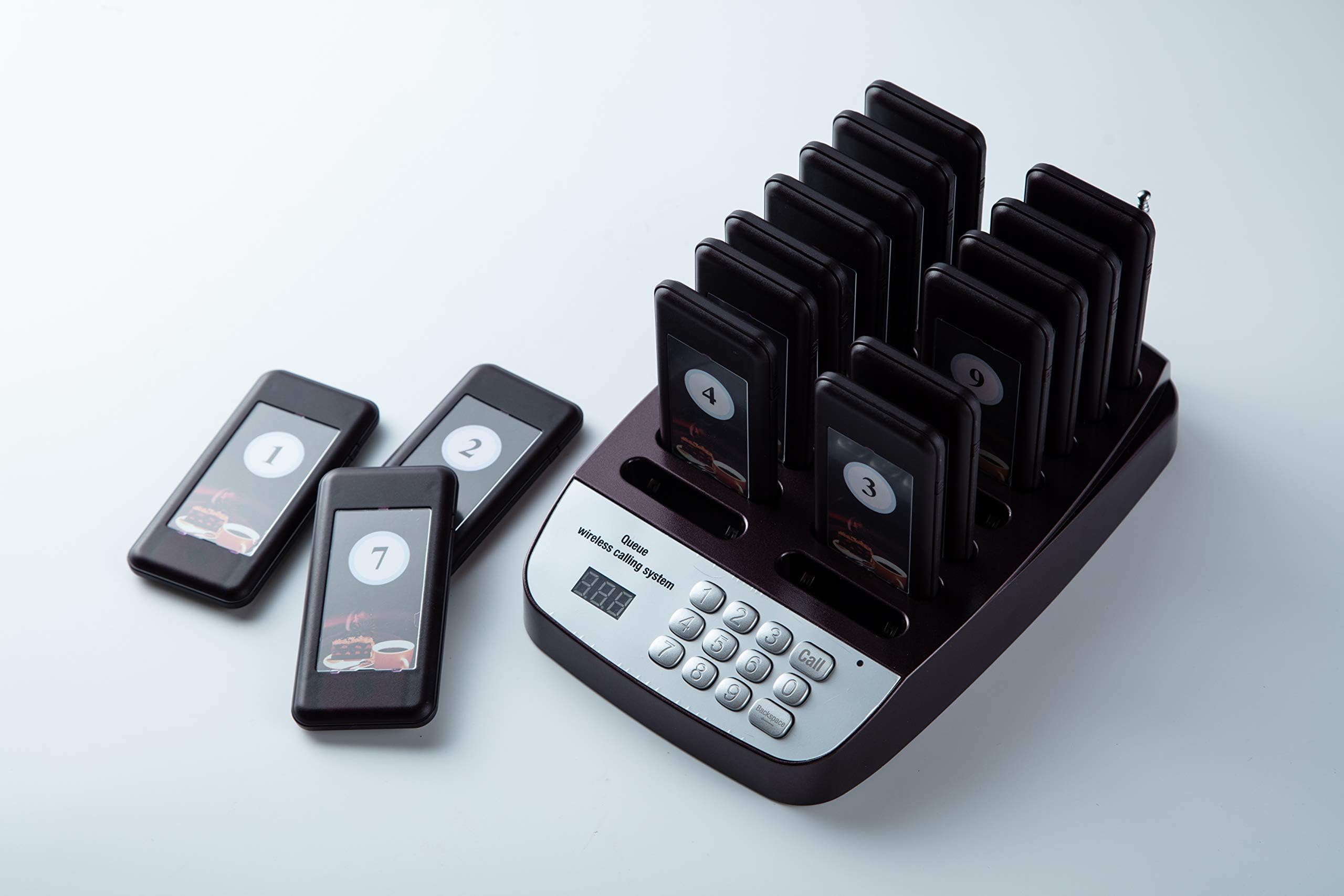 NOLAS 48 Restaurant Call Coaster Pagers/ Guest Waiting Pager / Wireless Paging System With Charging Dock and Transmitter (Also Available In 16/32 units)
