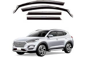 GrandWheel Co Smoke Tinted in-Channel Side Window Vent Visor Deflectors Rain Guards Compatible with Hyundai Tucson 2016-2020 - 4pcs. GW0213