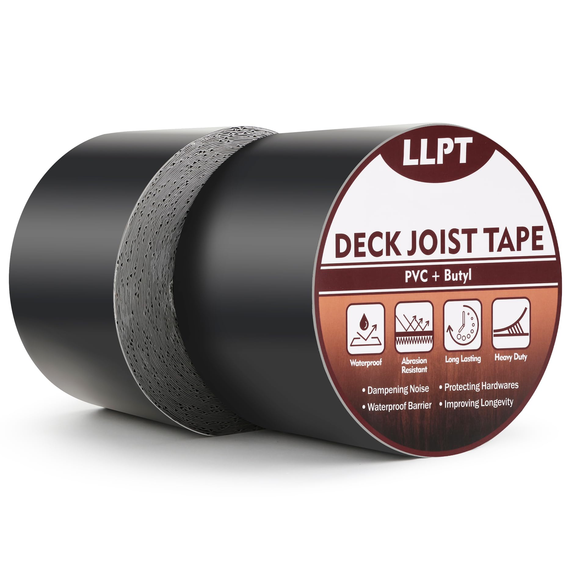 LLPT Joist Tape for Decking | 2 Packs | 101mm x 15m | Beam Joist Protection Flashing Tape | Heavy Duty Waterproof Butyl Sealant | for Wood Decks Roof Building Joists Beams (JDT450P2)