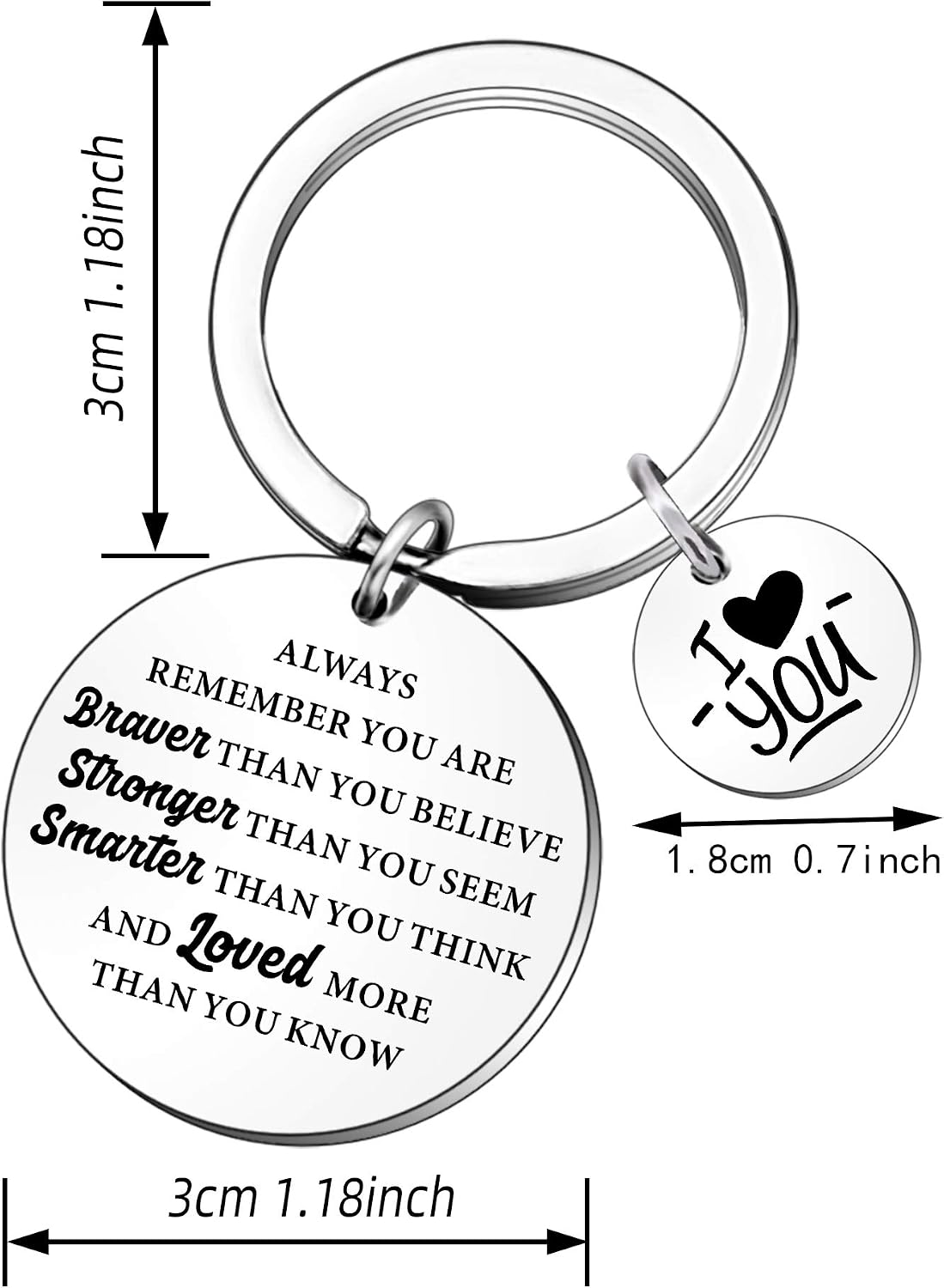 QMVMV Always Remember You Are Braver Than You Believe Keyring for Women Men Inspirational Gifts Family Birthday Best Friend Christmas keychain Gifts - Image 3