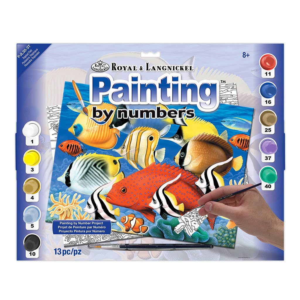 Royal & Langnickel 11 x 15 inch Tropical Fish Pre-Printed Paint by Number Painting Set