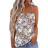 IWOLLENCE Women's Floral Tube Tops Casual Summer Backless Strapless Top Sleeveless Bandeau Tanks Shirt
