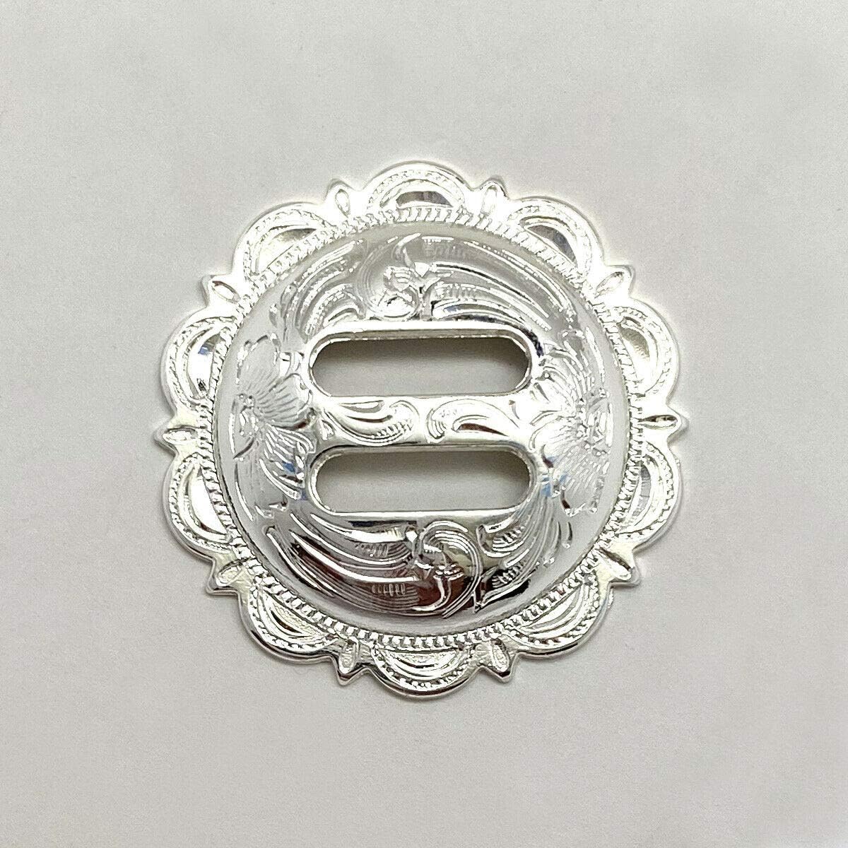 Slotted Concho 11/2" Western Leather Craft Saddle Headstall Art Tack Scalloped Slot