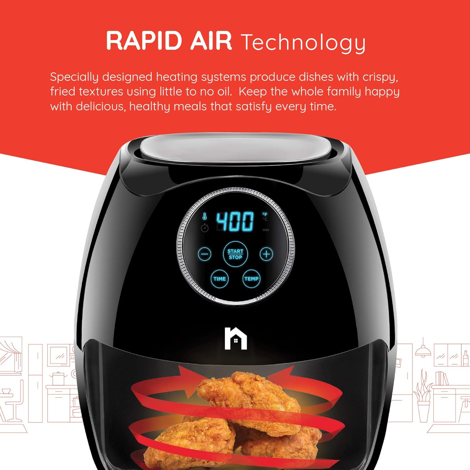 Amazon.com: New House Kitchen Digital - Freidora de aire de ...
