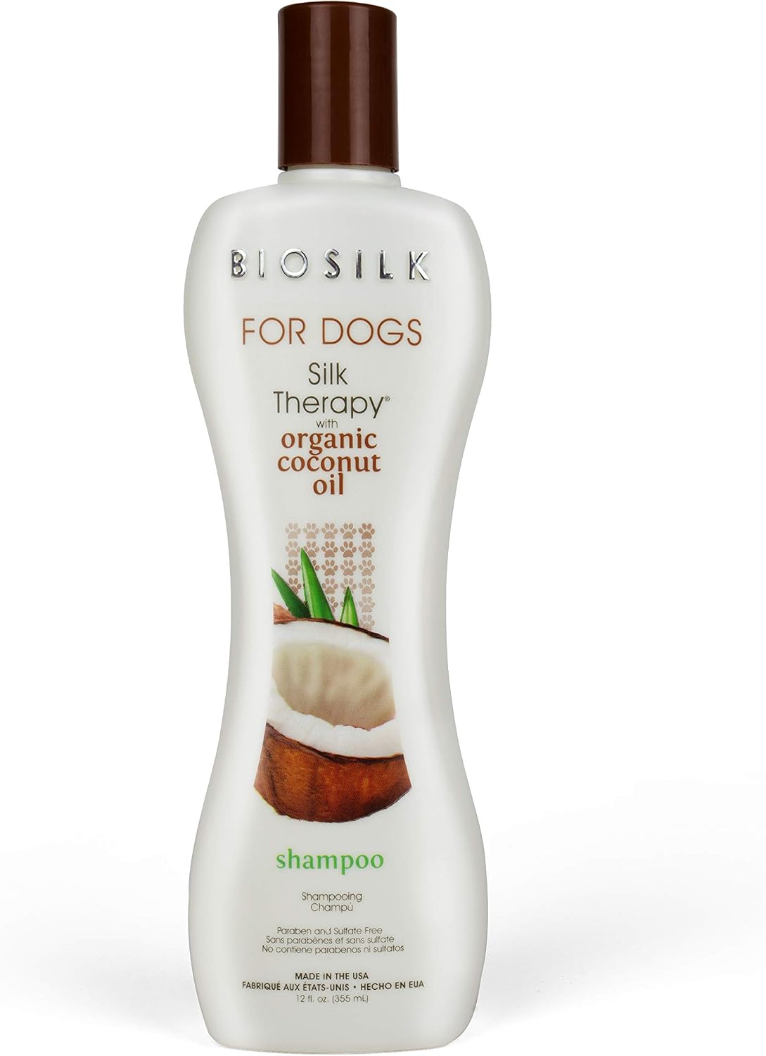 BioSilk For Dogs Silk Therapy Shampoo With Natural Coconut Oil Coconut Dog Shampoo, Sulfate And Paraben Free Natural Shampoo For Dogs, 12 Fl Oz Made In The USA (Pack Of 1