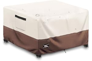 Finiboko Patio Ottoman Cover,32"L x 32"W x 16"H Square Patio Dining Table Cover for Outdoor Furniture,100% Waterproof 600D Heavy Duty Outdoor Table Cover,Beige&Brow