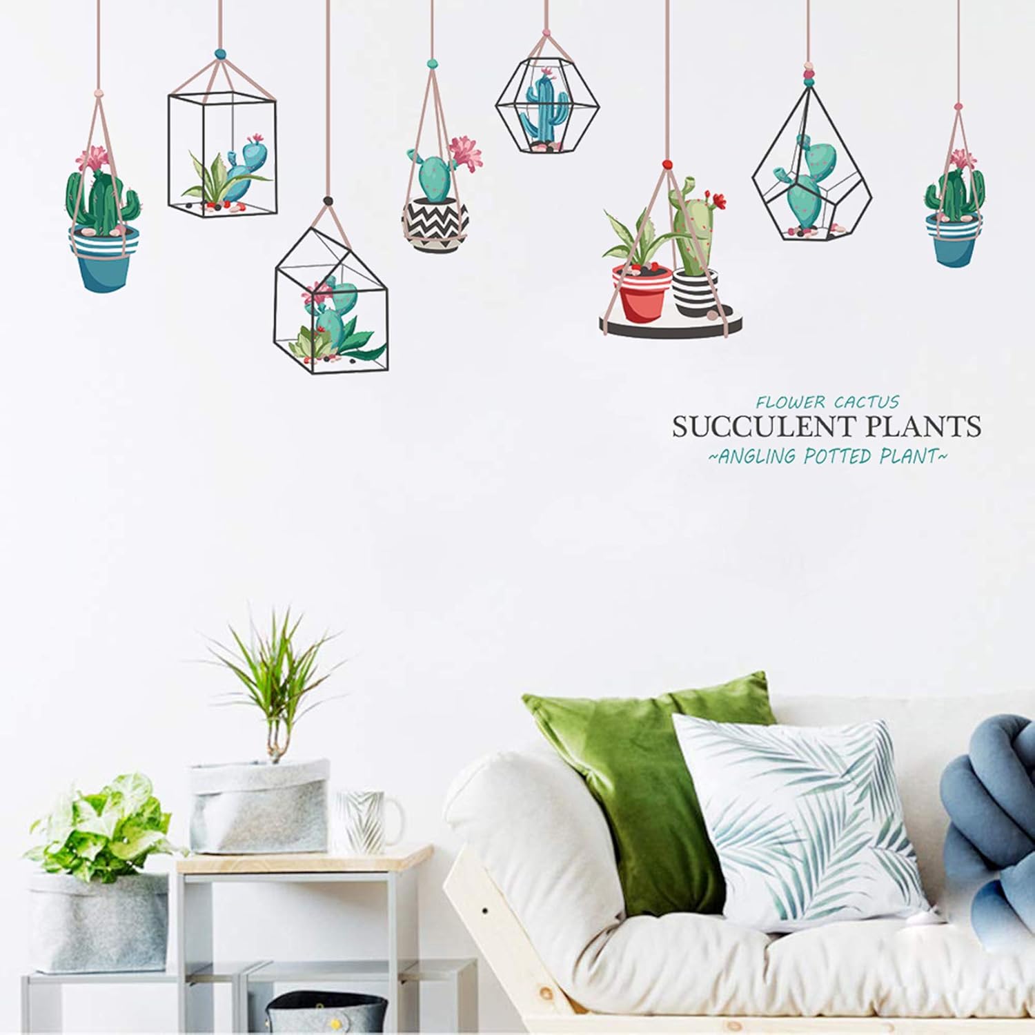 MOLANCIA Succulent Cactus Plants Wall Stickers, Bonsai
