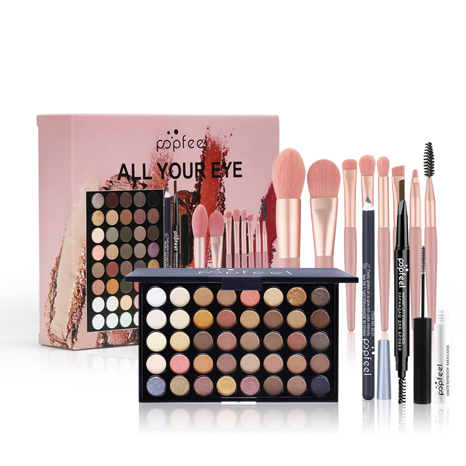 Joyeee Makeup Kit All-in-one Girls Makeup Gift Set for Women Full Starter Cosmetics Kit, Include Eye Brushes Set, Eyeshadow Palette, Eyebrow Pencil, Mascara, Eyeliner Pencil, SET002A