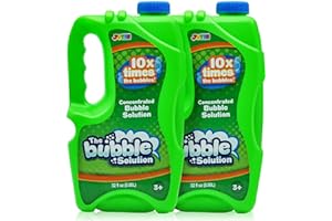 JOYIN 2 Bottles Bubbles Refill Solutions 64 oz (up to 5 Gallon) Big Bubble Solution 64 OZ Concentrated Bubble Solution for Bu