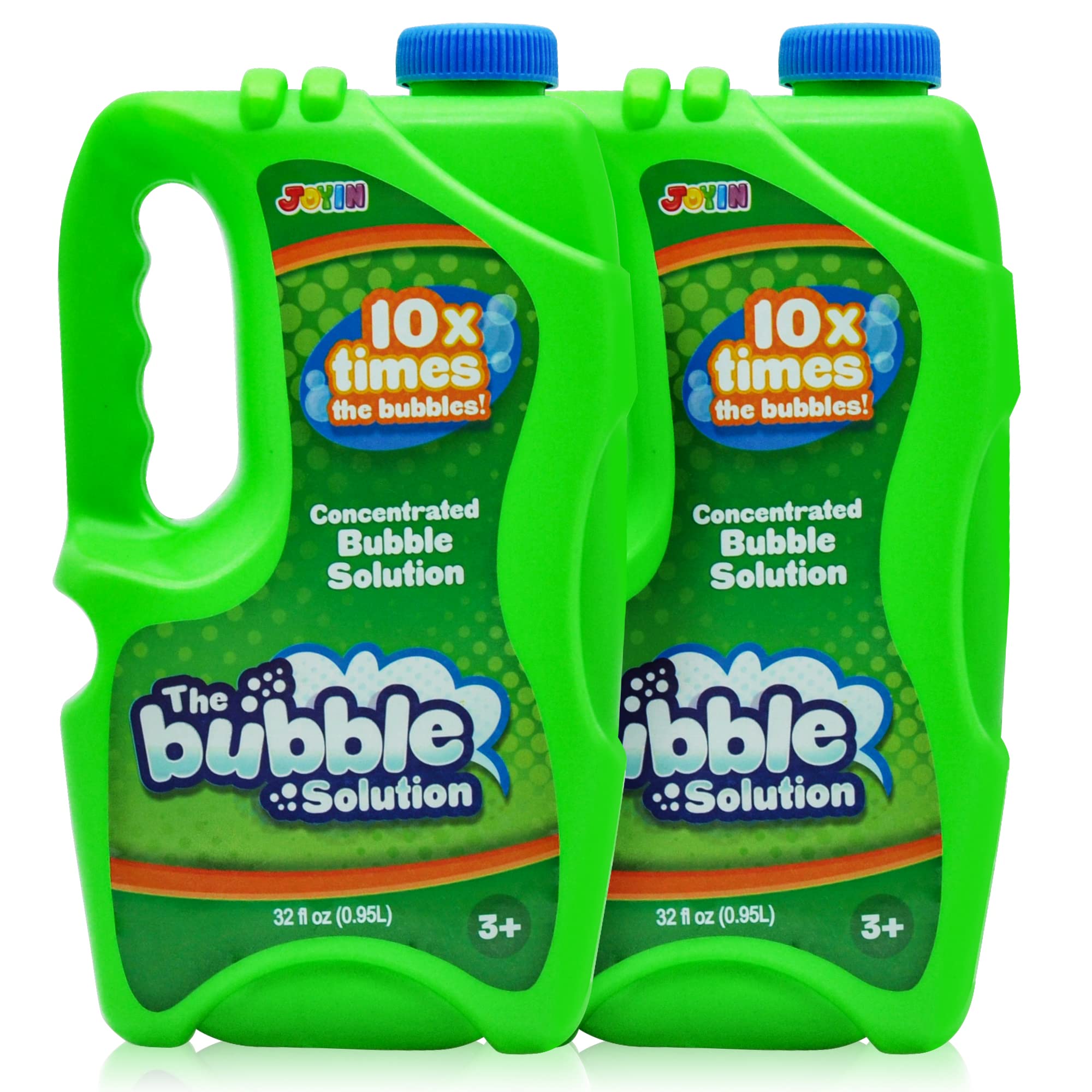 JOYIN 2 Bottles Bubbles Refill Solutions 64 Ounce (up to 19 Litre) Big Bubble Solutions, CONCENTRATED for Bubble Machine, Gun, Wand Fluid Easter, Boys and Girls Summer, Toys (Green)