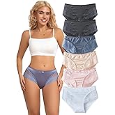 Cinvik Satin Panties Lace Panties Womens Silk Underwear Spliced Highrise Cheekster Ladies Lace Briefs for Women Multipack