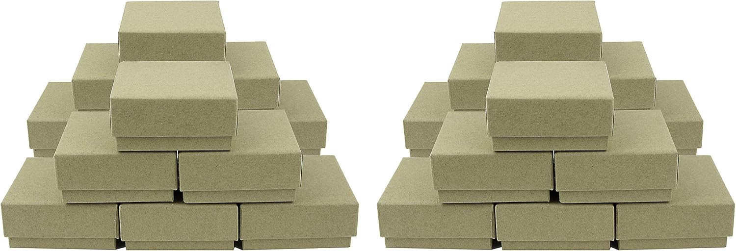 Emartbuy Set of 24 Brown Cardboard Jewellery Pendant Boxes, Ring Boxes, Gift Box for Anniversaries Weddings, Birthdays Size