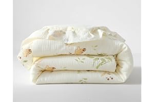 CLoucl 100% Cotton Muslin Crib Comforter/Quilt,Ultra Soft Cozy Reversible Baby Blanket,All Season Toddler Blankets for Boys and Girls, Machine Washable,41"x48"