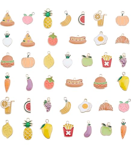 Cheriswelry 27Pcs 3D Resin Fruit Pendants Apple Orange