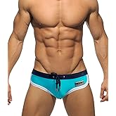 MIZOK Men's Quick Dry Swim Briefs Bikini Swimsuit Board Shorts with Adjustable Drawstring