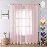 Lecloud Blush Pink Sheer Curtains 84 Inches Long 2 Panels Set, Light Filtering Window Curtains for Living Room Bedroom, Solid Voile French Door/Dining Room Drapes with Dual Rod Pocket, 40" W X 84" L