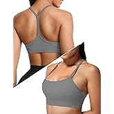 Buauty Y Back Sports Bra for Women, Low Impact Padded Racerback Spaghetti Strap Bras, Womens Workout Yoga Gym Tops