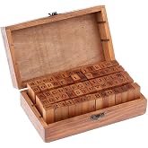 Warmtree 70 Pcs Alphabet Stamps Set, Wooden Letter Rubber Stamps | Number Alphabet Letter Wood Rubber Stamp for Card Making, DIY Craft, Scrapbooking Supplie, etc