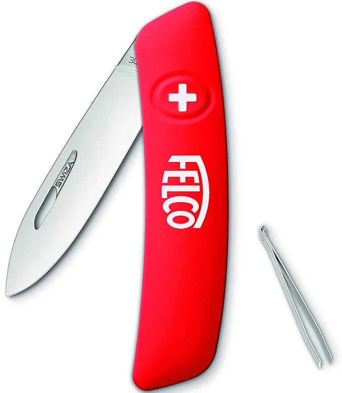 Felco Schweizer Taschenmesser, Klappmesser, Schnappmesser (3 Funktionen Robuste Klinge aus Edelstahl Kratzfester „Soft Touch“