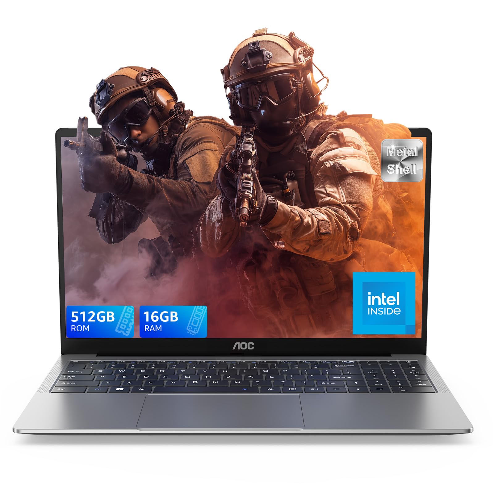 AOC ノートパソコン 15.6インチ フルHD IPS ディスプレイ ノートパソコン N97プロセッサ付き (最大3.6GHz) 仕事用ノートパソコン 16GB RAM 512GB SSD Windows 11 ノートパソコン ビジネスコンピュータ 軽量&薄型 メタルシェル ウェブカメラ Type-C USB3.2商品画像