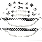 CIKKITZ Bling Shoe Chain for Women, 20Pcs Pearl Shoe Charms Accessories for Girls Clog Sandals, DIY Butterfly, Love, Flower Shoe Decoration Charms for Party Favor, Ideal Gift