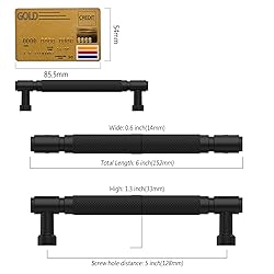 Amerdeco 10 Pack Matte Black knurled Cabinet Pulls