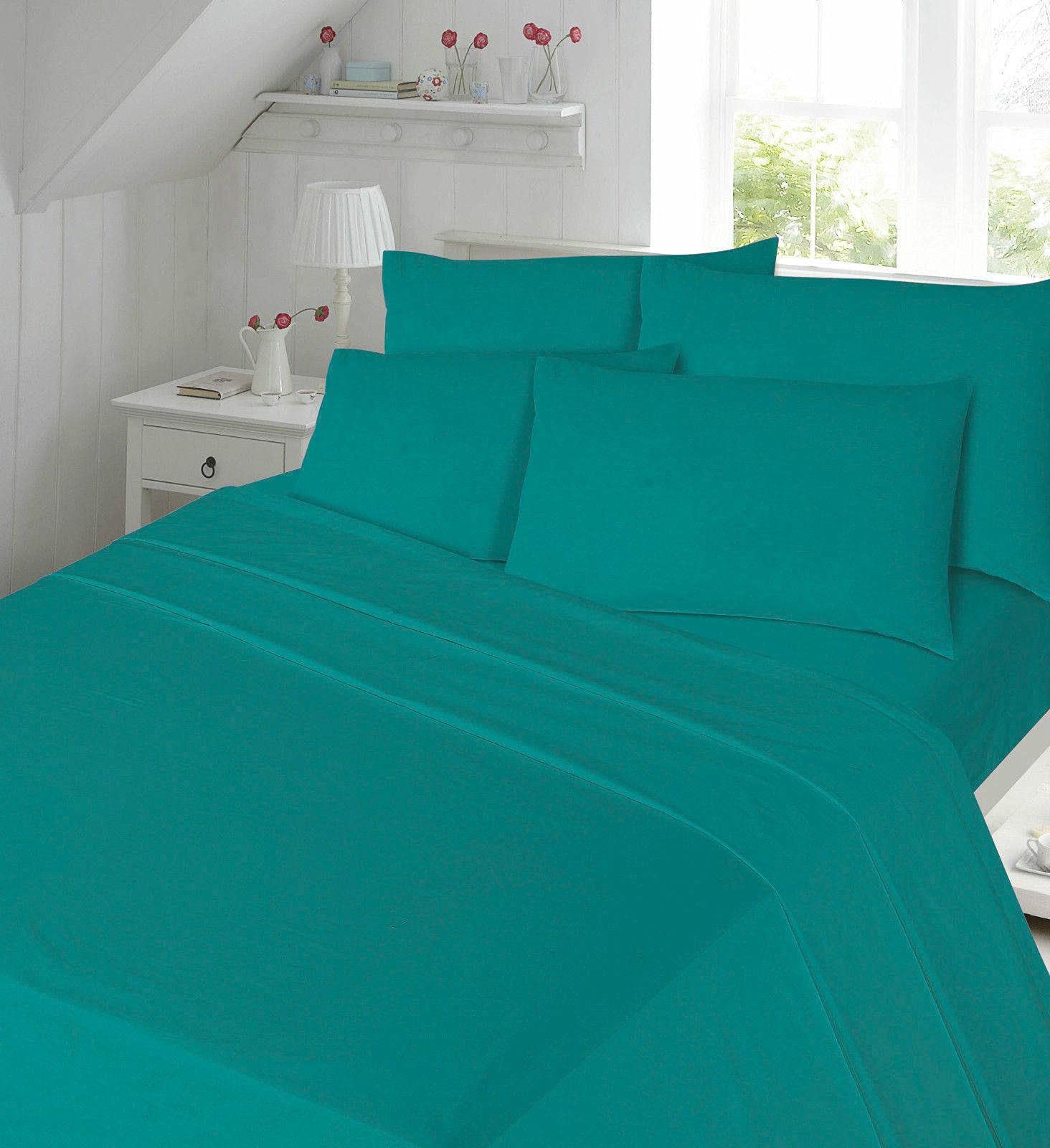 Comfort Collections Flannelette Fitted Bed Sheet Thermal Soft With FREE MATCHING 1 X PILLOW CASE Plain Dyed 100% Cotton Bed Fitted Sheet Teal Single
