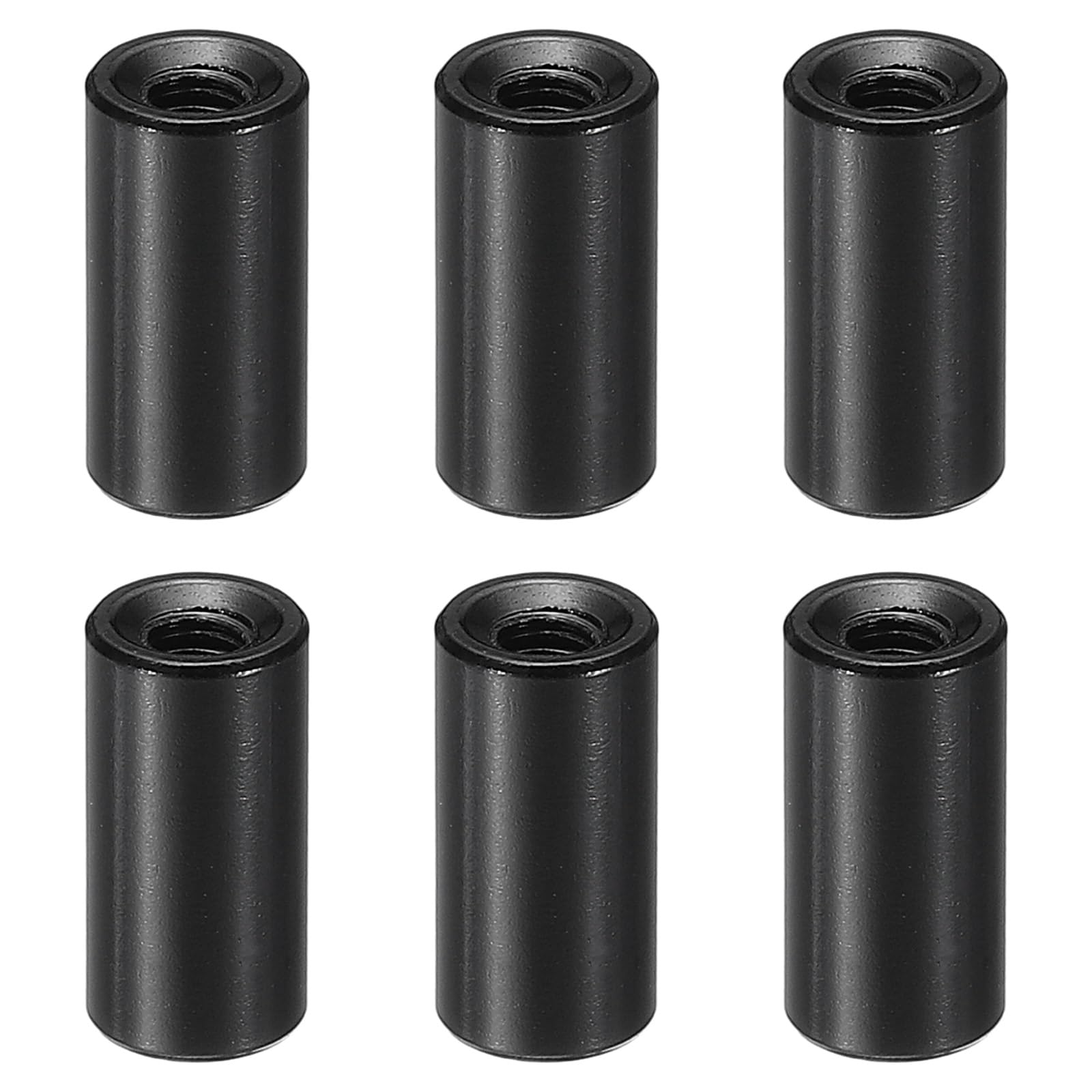PATIKIL 6pcs M3 Metal Threaded Standoff Spacer Nuts, Round Aluminum Spacers Female Coupling Screws, 1/8" ID x 1/4" OD, Black 3x6x12mm โ image 1